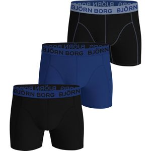 Björn Borg Cotton Stretch Boxershort Heren - Zwart/Blauw/Zwart - 3 stuks - Heren onderbroeken - Katoenen Boxer - Maat L