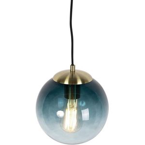 QAZQA pallon - Art Deco Hanglamp - 1 lichts - Ø 200 mm - Blauw - Woonkamer | Slaapkamer | Keuken