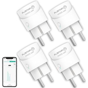 Slimme Stekker met Energiemeter - Wifi Compatibel met Alexa/Google Home - Tuya/Smart Life App - 10A 2500W - 2.4GHz Wifi - 4PC