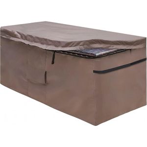 Hoes Voor Tuin Opbergbox Kussenbox Beschermhoes Met Ritssluiting Deksel En Luchtschacht Waterdicht 420D Oxford Bruin (130 * 71 * 67cm) - MountainLoc