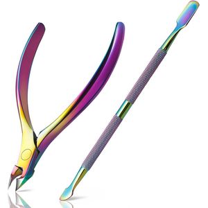 Nagelriemknipper met Pusher - Professionele Nagelverzorgingsset voor Mooie en Gezonde Nagels - Roestvrijstalen Nagelriemknipper en Nagelriempusher - Nagelriemverzorging voor Th