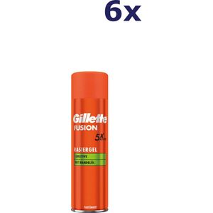 6x Gillette Fusion Sensitive scheergel 200 ml