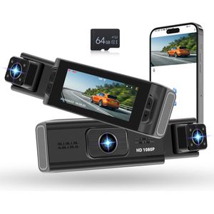 Dashcam voor auto voor en achter – Dual dashcam – Voor- en achtercamera – Autocamera – Full HD dashcam – Dashcam met nachtzicht – Dashcam met bewegingssensor – Groothoeklens – Parkeermodus – Loop recording – Dashcam met SD-kaart