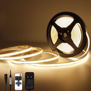 2700K Warm Wit 5m Dimbare 24V Flexibele LED Strip Lights Set 480LEDs/M GS Power Supply met RF Remote Control CRI90+ Bright Unit Light voor TV Keuken Slaapkamer Decoratie