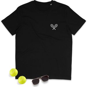 Dames T Shirt Tennisrackets Logo - Zwart - Maat 2XL