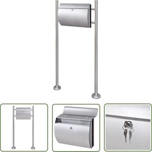 vidaXL Brievenbus Inox - Brievenbus - Brievenbus op standaard roestvrij staal - Roestvrijstaals Brievenbus - Buitenpostvak - Letterbox
