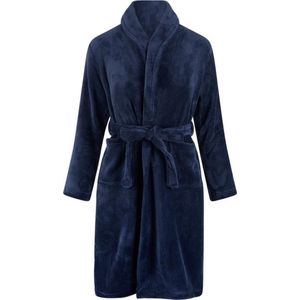 Kinderbadjas - donkerblauw - kinder badjas fleece - meisjes & jongens - ochtendjas- maat 152/158