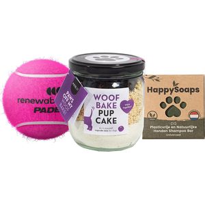 Pineut ® Woof Bake Kwispelpakket - Reneweball bal - Dog Shampoo - Pupcakes - Honden verwenpakketje - Dierendag cadeau - Verwen je hond
