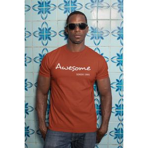 1991 Jaar Rood T-shirt Heren - Maat S - Awesome - Verjaardag Cadeau Mannen - Limited Edition