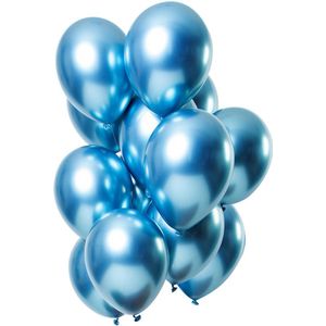 Luxe Chrome Ballonnen Donker Blauw 20 Stuks - Helium Dark Blue Chrome Metallic Ballon Party Feest