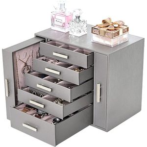 Sieradendoos Organisator voor dames en meisjes, elegante sieraden Stroage Case voor ketting Earring Ring Horloge Capaciteit Sieraden Organizer JJB007H