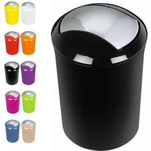 Cosmetische emmer met kanteldeksel - 10.14388 Sydney bad pedaalemmer - 5 liter - zwart - ØxH 19 x 30 cm