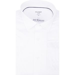 OLYMP Luxor 24/Seven modern fit overhemd - wit tricot - Strijkvriendelijk - Boordmaat: 37