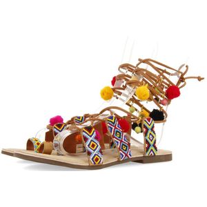 Sandalen - Dierenprint - Leer - Gecombineerd Bovenwerk - Flexibele Zool