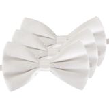 3x Witte verkleed vlinderstrikjes 12 cm voor dames/heren - Wit thema verkleedaccessoires/feestartikelen - Vlinderstrikken/vlinderdassen met elastieken sluiting