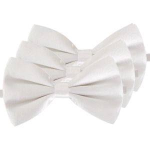 3x Witte verkleed vlinderstrikjes 12 cm voor dames/heren - Wit thema verkleedaccessoires/feestartikelen - Vlinderstrikken/vlinderdassen met elastieken sluiting