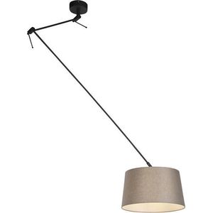 QAZQA blitz - Landelijke Hanglamp met kap - 1 lichts - L 380 mm - Taupe - Woonkamer | Slaapkamer | Keuken