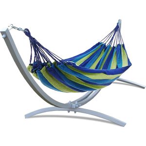 Viking Choice - Hangmat met standaard - 2 persoons - tot 220 kg - blauw, groen
