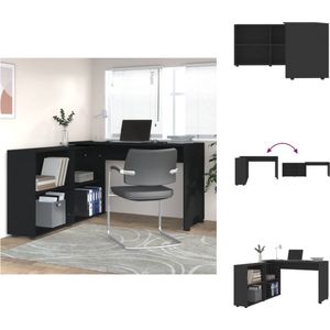 vidaXL Hoekbureau - Moderne - Praktisch Bureau - 130 x 60 x 75 cm - Duurzaam - Zwart - Bewerkt hout - Bureau