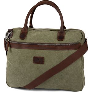 Salt & Hide - Heren - Groen Canvas Laptoptas