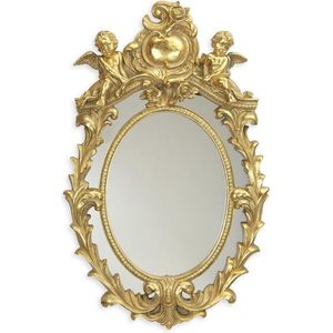 Resin spiegel - Putti engeltje - klassieke decoratie - Goudkleurige afwerking
