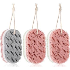 3-pack badsponzen voor vrouwen, diep exfoliërende loofah bodyscrub, grote badspons, badaccessoires