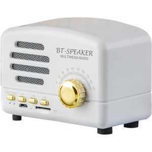 JeiibrZui Retro Bluetooth Speaker - Vintage Bluetooth Speaker - Draadloos Verbinden Met Bluetooth 5.0 10 Meter Bereik - 1 Stuk - Wit