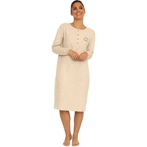 Cocodream - Dames nachthemd - Lange mouw - Interlock - Beige - Maat XL