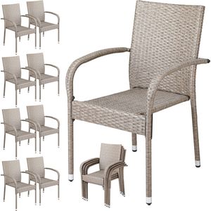 Casaria Tuinstoelen Set van 8 – Stapelbaar 90x56x60cm – Crème