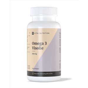 Vital Nutrition Omega 3 Visolie - 500 mg - Onafhankelijk Getest - 290mg EPA en DHA - TOTOX <11 - 100 Sofgels