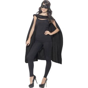 Smiffy's - Zorro Kostuum - Zwarte Cape En Oogmasker Superheld Zorro Kostuum - Zwart - One Size - Carnavalskleding - Verkleedkleding