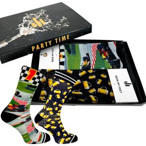 Sock My Feet - sokken heren 39 42 - Duurzaam cadeau - cadeau voor man – cadeautje - happy sokken - vrolijke sokken – socks giftbox – grappige cadeaus