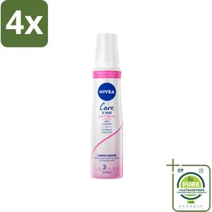 NIVEA - Haarschuim - Verzorging & Stevigheid Zachte Aanzet - 24 Uur Lang Bescherming - 250 ml - Voordeelverpakking - 4 stuks - Haar mousse - Natuurlijke styling