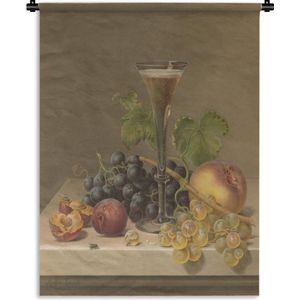 Wandkleed Stillevens Abstract - Stilleven van fruit en een lang glas Wandkleed katoen 60x80 cm - Wandtapijt met foto