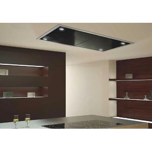 Afzuigkap Baumann Carina 120 Zwart plafondkap 120x60cm Zwart glas 1000m3/h plafondventilator