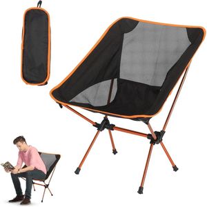 Opvouwbare Campingstoel met Draagtas - Kleine Draagbare Klapstoel voor Outdoor Gebruik (Oranje)