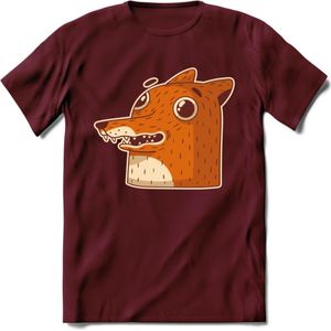 Friendly fox T-Shirt Grappig | Dieren vos Kleding Kado Heren / Dames | Animal Skateboard Cadeau shirt - Burgundy - M