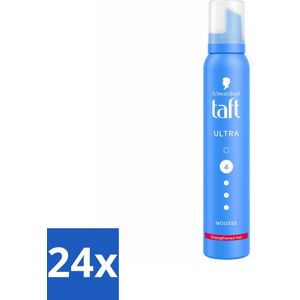 24 x Taft - Haarmousse - Ultra 4 - Volumineuze fixatie - 200 ml - Haar Mousse - Volume Mousse - Sterke Fixatie - Haar Styling - Hittebescherming