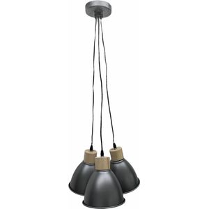HangLamp - (3 Kelken) - Lamp - Metaal HangLamp (Metaal Hout - Grijs wit)