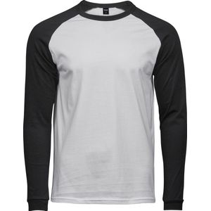Tee Jays Herenshirt met lange mouwen Baseball T-Shirt (Wit/zwart)