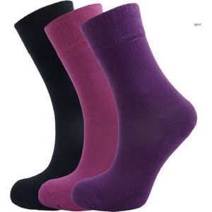 Bamboe sokken - 3 paar - zwart - paars - roze - Maat 38-39