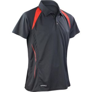 Spiro Heren Sport Team Spirit Performance Polo Shirt (Zwart Rood)