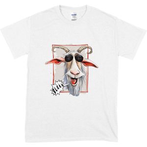 Grappig T Shirt Dames en Heren - Komische Geit - Wit - S