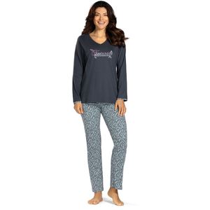 Comtessa - Dames pyjama - 100% katoen - Grijs blauw - Maat 46