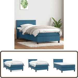 vidaXL Boxspring met matras fluweel donkerblauw 80x220 cm
