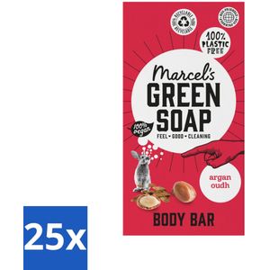 Marcel's Green Soap - Body Bar - Argan & Oudh - Verzorgend & zacht - 150 gr - Bulkverpakking - 25 stuks