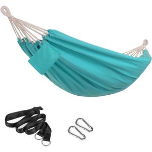 Hangmat 210 x 150 cm voor 2 personen - belastbaar tot 300 kg - inclusief transporttas, bevestigingsriem en karabijnhaak