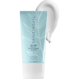 Skin Sensual - Anti-Spot Hydraterende Zonnebrandcrème SPF 50 UVA/UVB PA++++, Tegen Donkeren vlekken, Anti- Acne, Bevat Tranexamisch Zuur, Alfa Arbutin en Hyaluronzuur, Geschikt voor Alle huidtypes + Atopische Dermatitis 50ml
