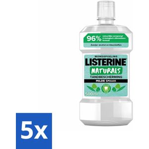 5 x Listerine Naturals Mondwater Tandbescherming 500 ml - Tandglazuur - Tandplak - Mondspoeling - Gezonde Tanden - Gezond Tandvlees