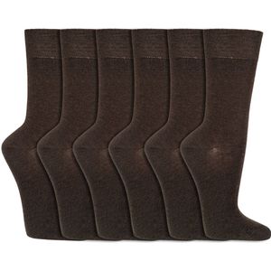 Nette sokken met wol | Dames & Heren | Merk: Socks4Fun | Maat: 35 t/m 50 | Kleur: Bruin | 6 Paar